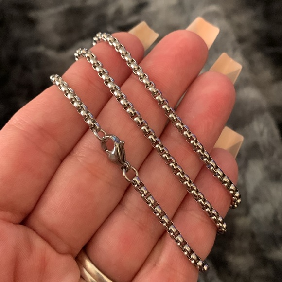 Men’s Two-Tone Cross Pendant Necklace with CZ Stones – Stainless Steel Chain - Picture 8 of 9